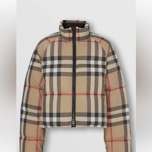 Burberry Check Cropped Puffer Jacket